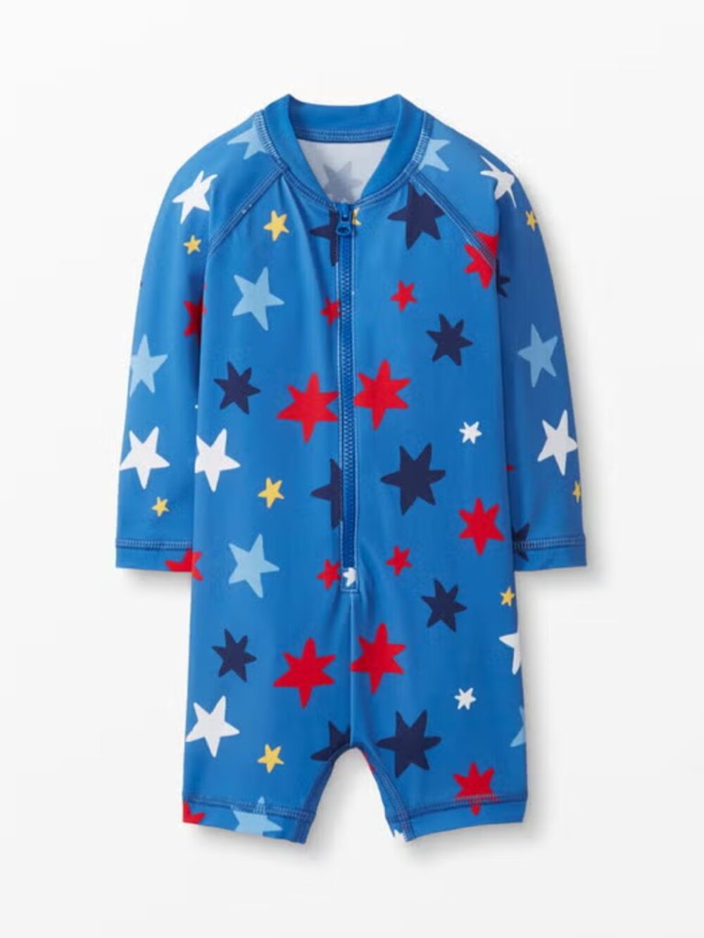 (GUC) Hanna Andersson Sunblock Rash Guard Suit RWB Multi Star Blue - Size 2T